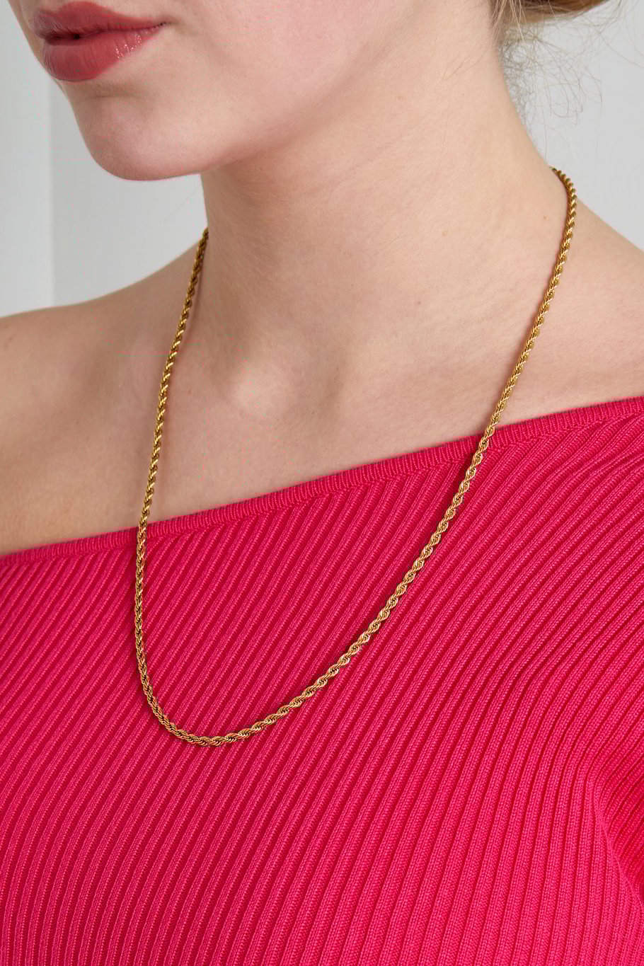 Unisex gedraaide ketting lang 60cm - Goud kleur-4.0MM Afbeelding3